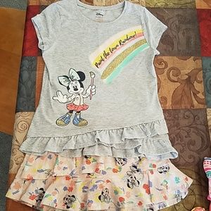 Girl's minnie mouse ruffled two piece outfit